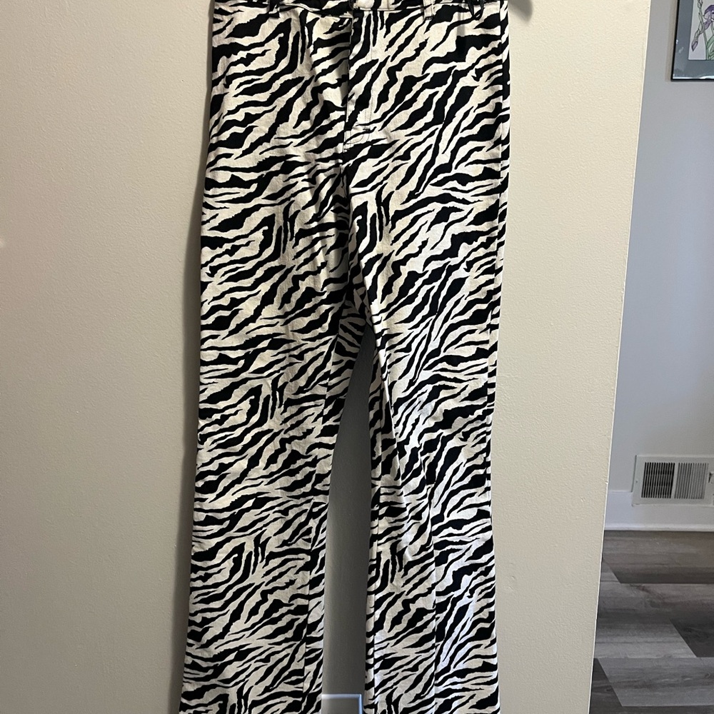 Zebra Print Flared Pants - image 1